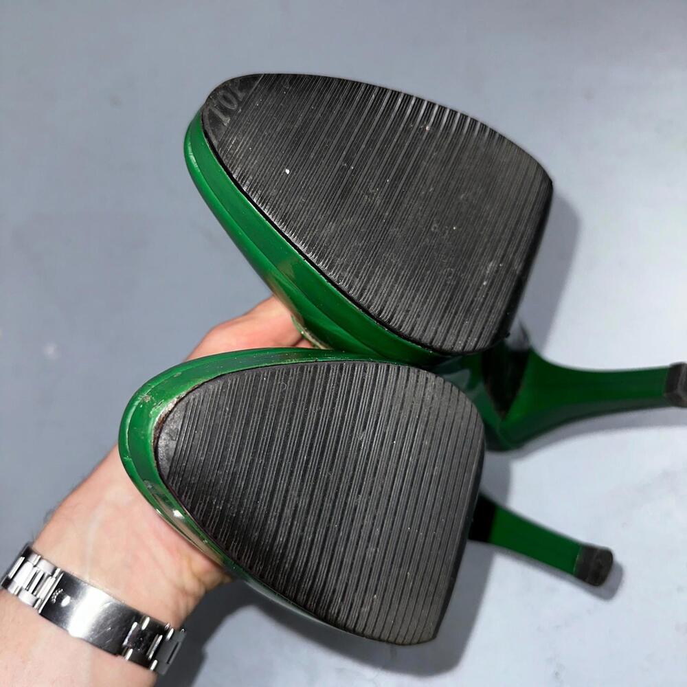 Boden Shoes Women's Size 41 Green Casadei Heel Pump Made In Italy Patent Leather - Picture 5 of 16